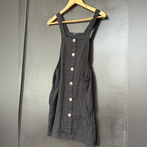 Heart Hips Black Button-Front Mini Dress Romper with Pockets